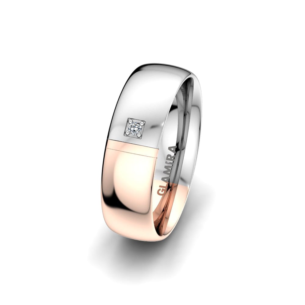 9k Rose & White Gold Women's Wedding Ring Attractive Theme 6 mm