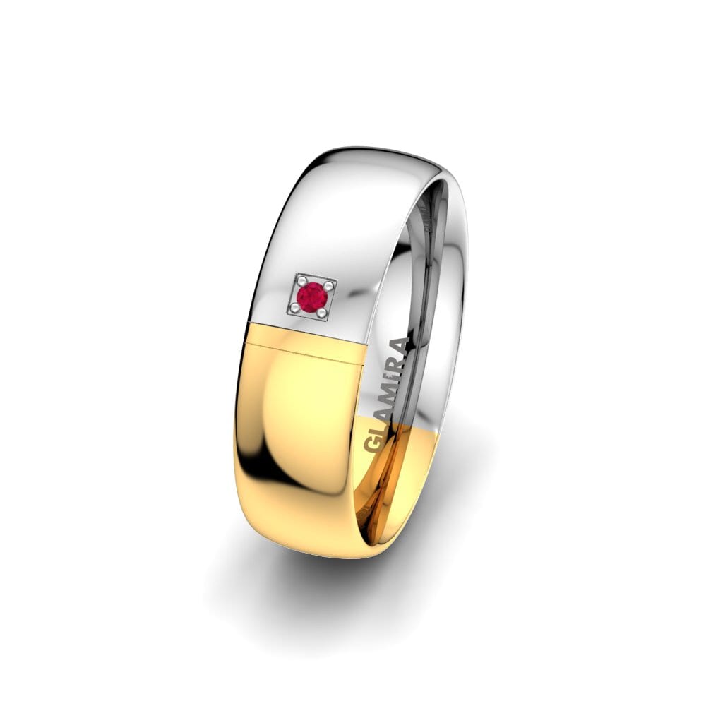 Or Jaune & Blanc 375 Rubis Alliance pour femme Attractive Theme 6 mm