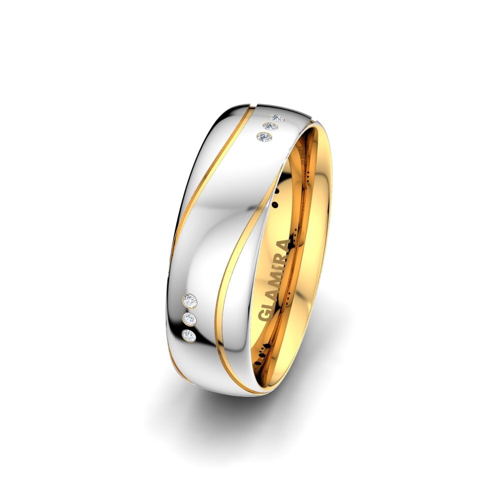 Weiß & Gelbgold 375 Labor-gezüchteter Diamant Damen trauring Gracious Night 6 mm