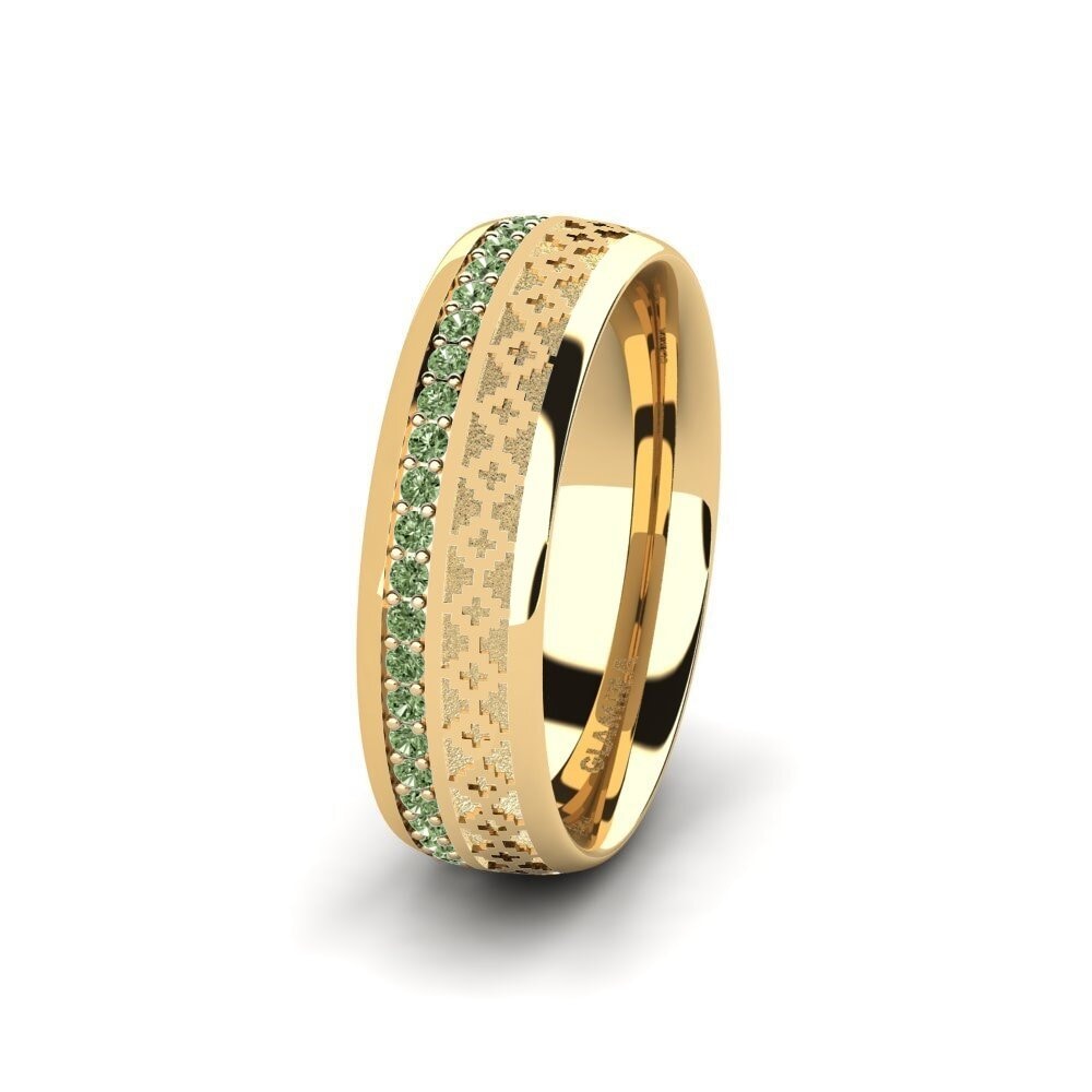 Or Jaune 585 Diamant Vert Alliance pour femme Immortal Charm 6 mm