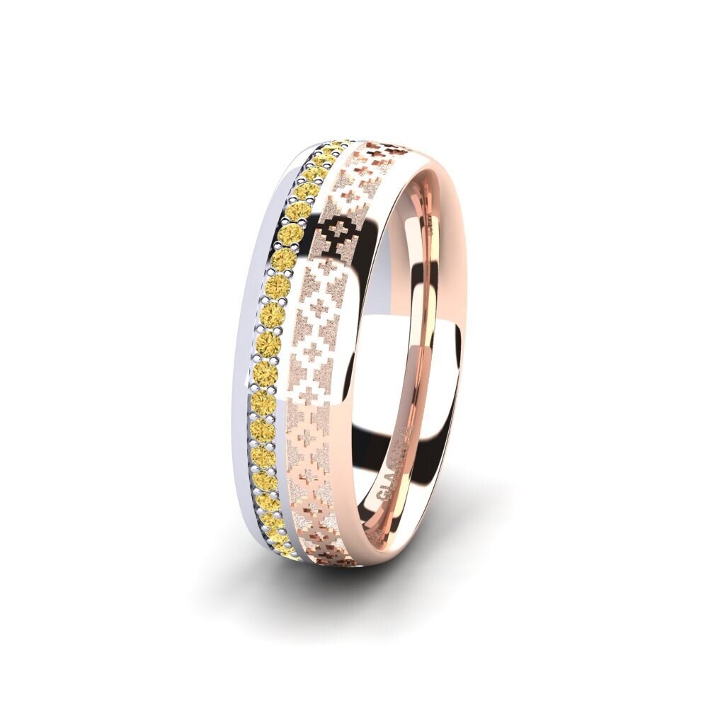 750 Rot & Weißgold Gelber Diamant Damen trauring Immortal Charm 6 mm