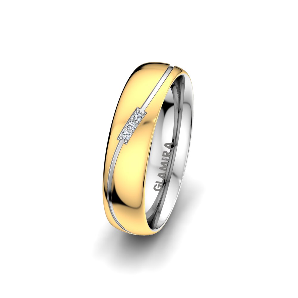 18ct Yellow & White Gold Lab Grown Diamond Women's Wedding Ring Immortal Chic 5 mm