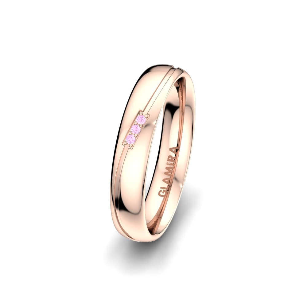 14ct Rose Gold Pink Sapphire Women's Wedding Ring Immortal Chic 4 mm