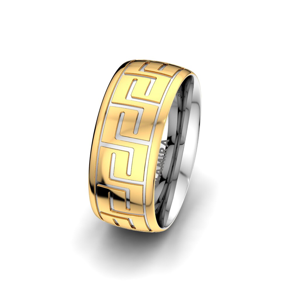 Fancy 14k Yellow & White Gold Women's Wedding Ring Infinite Ornament 8 mm