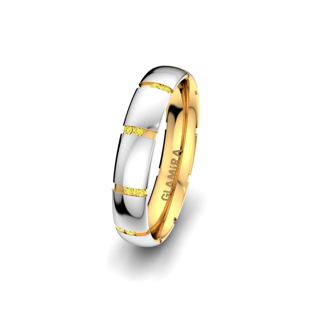 Weiß & Gelbgold 375 Gelber Saphir Damen trauring Infinite Pretty 4 mm