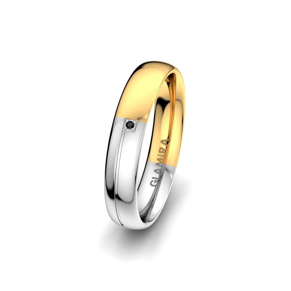 375 Gelb & Weißgold Schwarzer Diamant Damen trauring Infinite Trio 4 mm