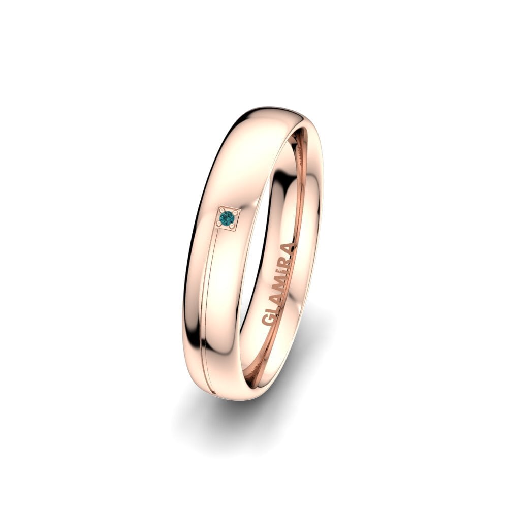 14ct Rose Gold Blue Diamond Women's Wedding Ring Infinite Trio 4 mm