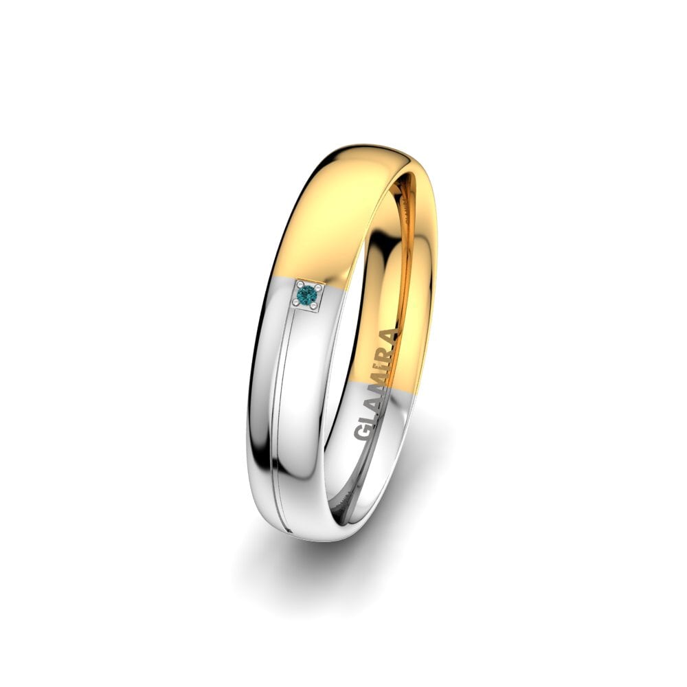 375 Gelb & Weißgold Blauer Diamant Damen trauring Infinite Trio 4 mm