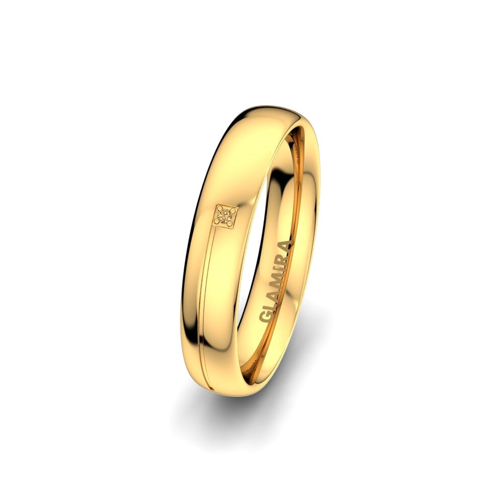 14ct Yellow Gold Brown Diamond Women's Wedding Ring Infinite Trio 4 mm