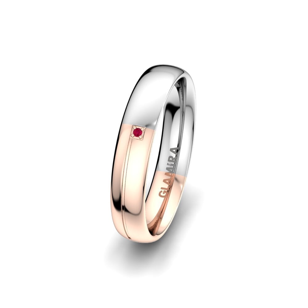 9K White & Rose Gold Ruby Women's Ring Infinite Trio 4 mm