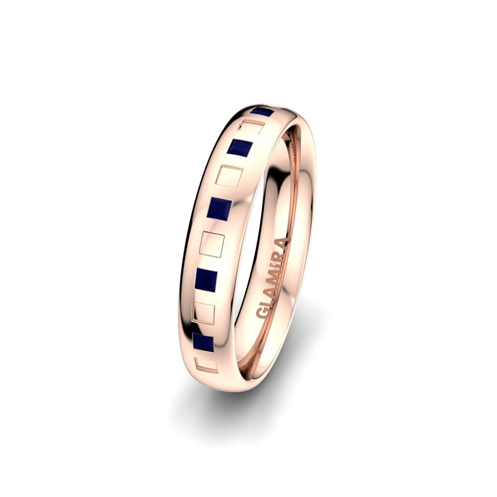 14ct Rose Gold Sapphire Women's Wedding Ring Unique Trueness 4 mm