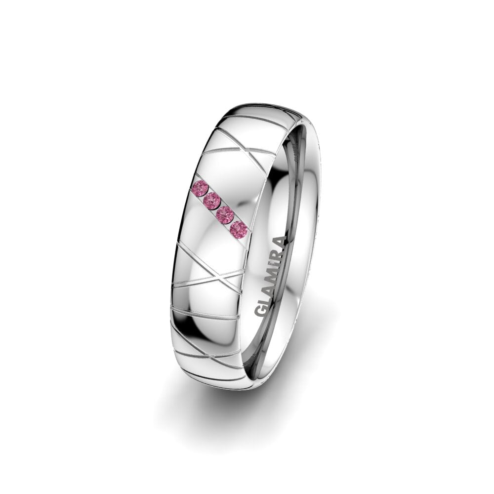 Or Blanc 375 Grenat de Rhodolite Alliance pour femme Heavenly Cross 5 mm