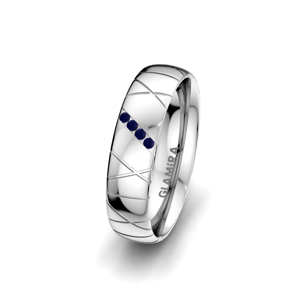 Or Blanc 375 Saphir Alliance pour femme Heavenly Cross 5 mm