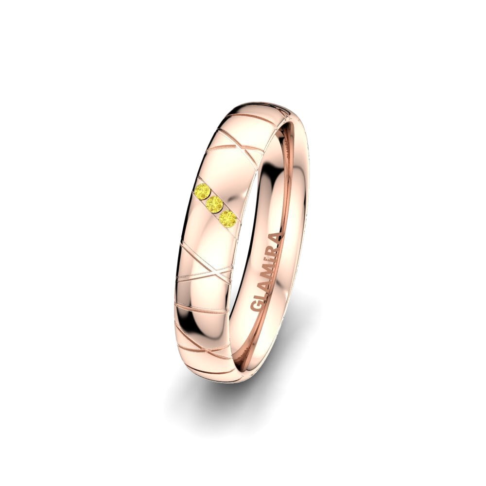 14ct Rose Gold Yellow Sapphire Women's Wedding Ring Heavenly Cross 4 mm