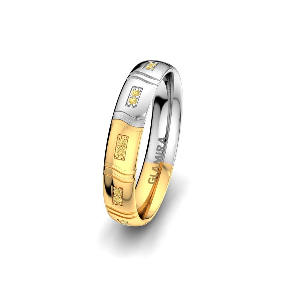 14ct Yellow & White Gold Yellow Diamond Women's Wedding Ring Glorious Story 4 mm