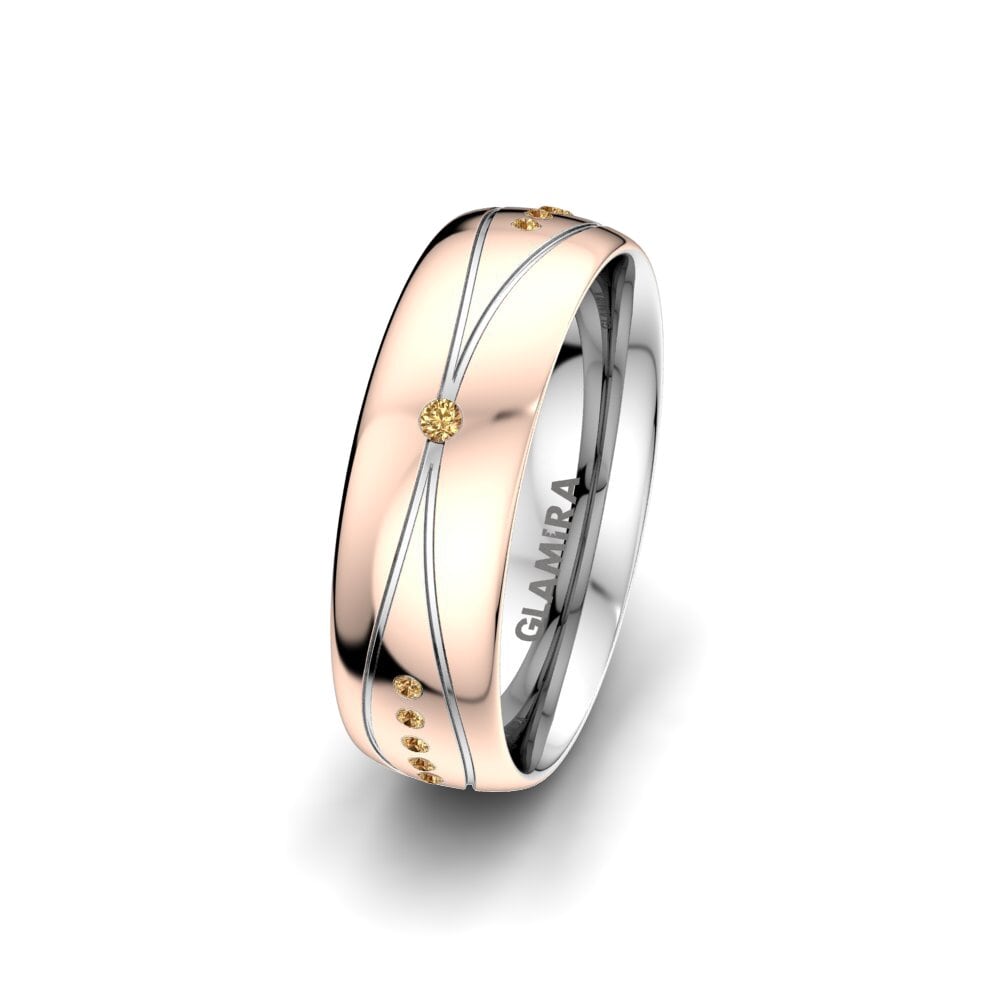 750 Rot & Weißgold Brauner Diamant Damen trauring Glorious Line 6 mm