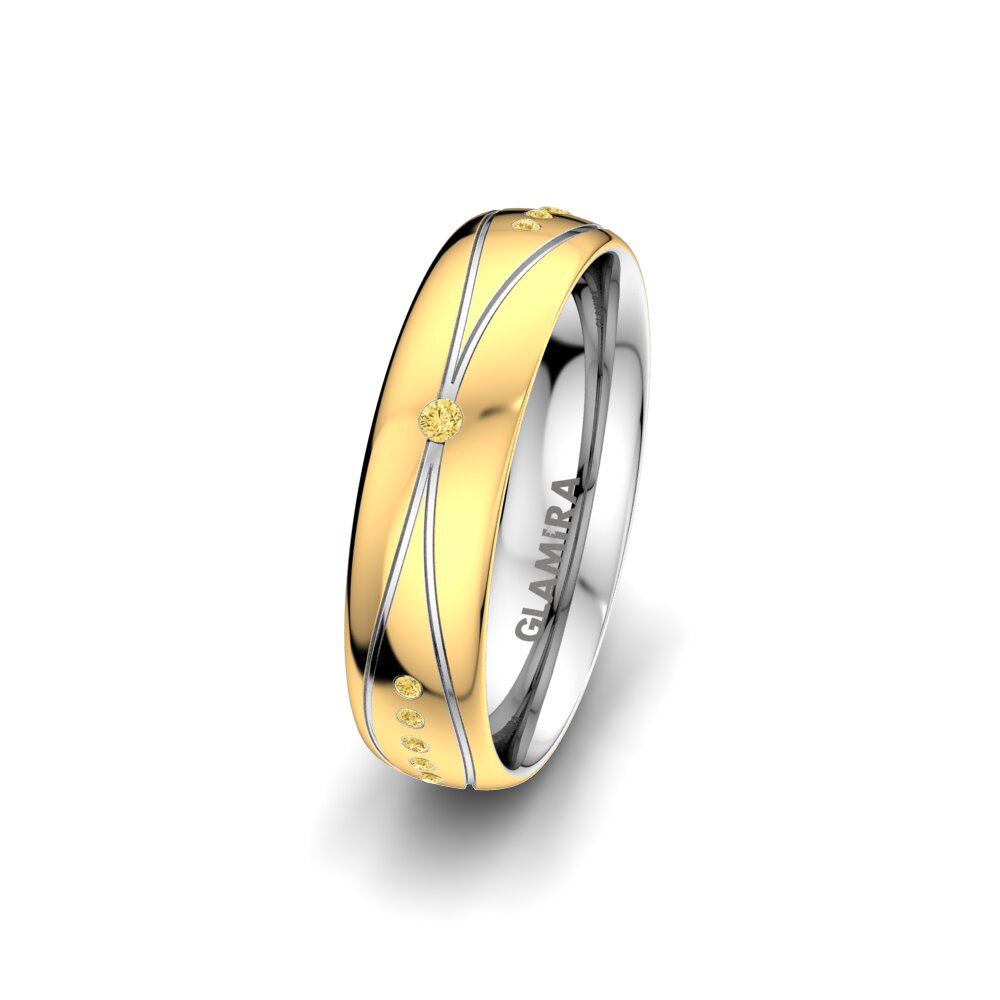 14ct Yellow & White Gold Yellow Diamond Women's Wedding Ring Glorious Line 5 mm