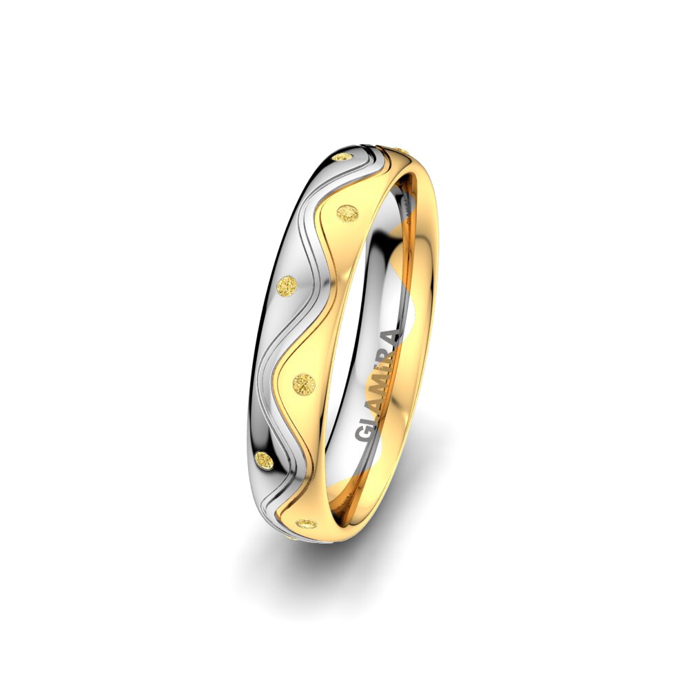 14ct Yellow & White Gold Yellow Diamond Women's Wedding Ring Glorious Dream 4 mm
