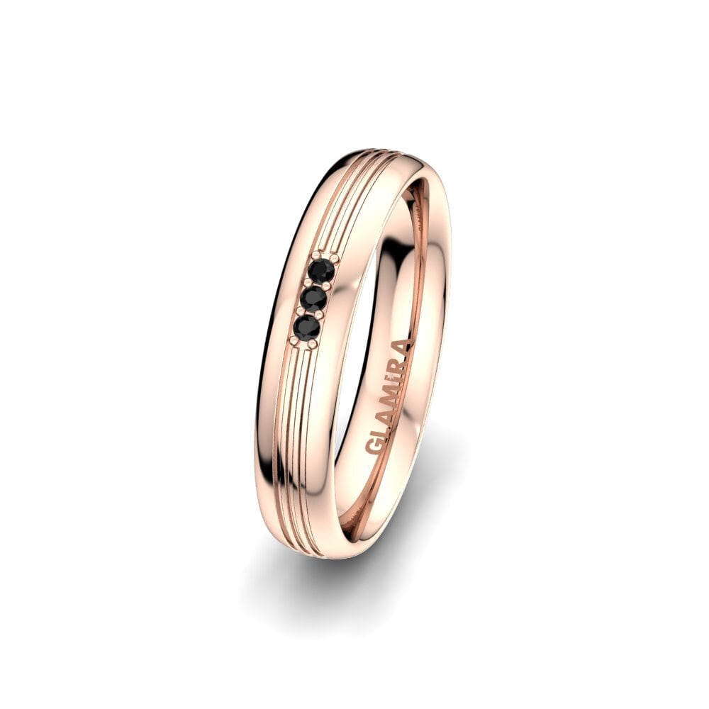 14ct Rose Gold Black Sapphire Women's Wedding Ring Glorious Moment 4 mm