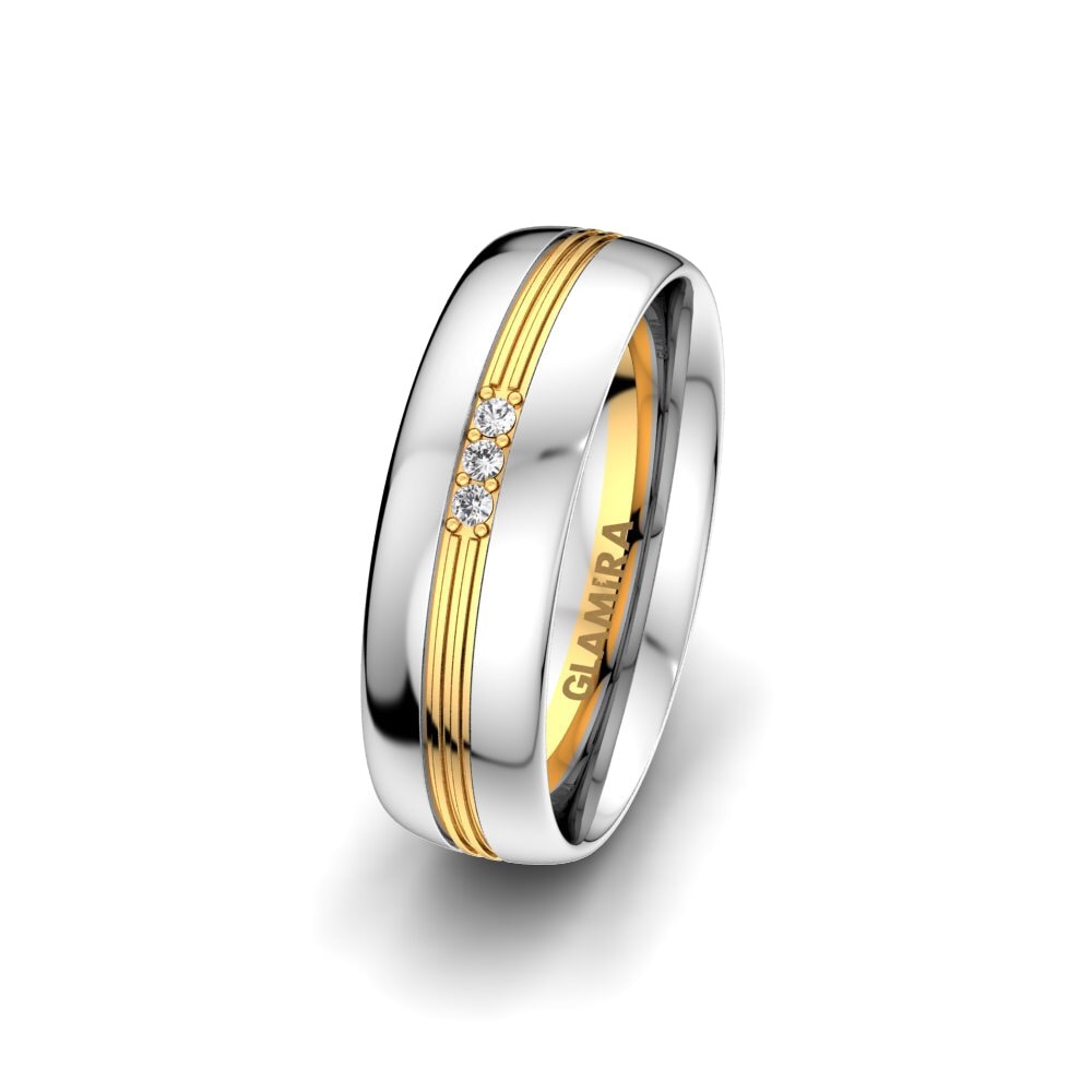 Or Blanc & Jaune 585 Saphir Blanc Alliance pour femme Glorious Moment 6 mm