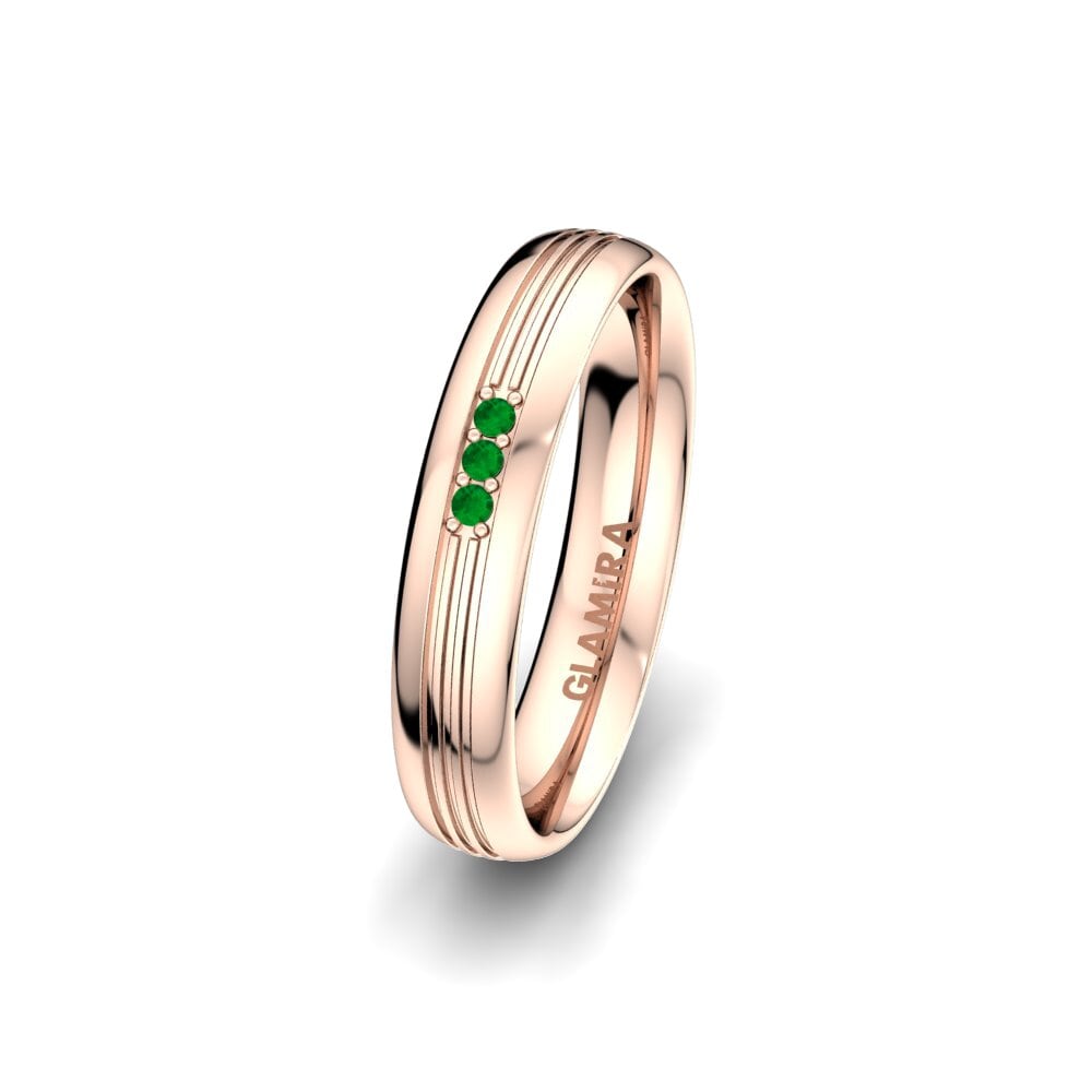 14ct Rose Gold Emerald Women's Wedding Ring Glorious Moment 4 mm