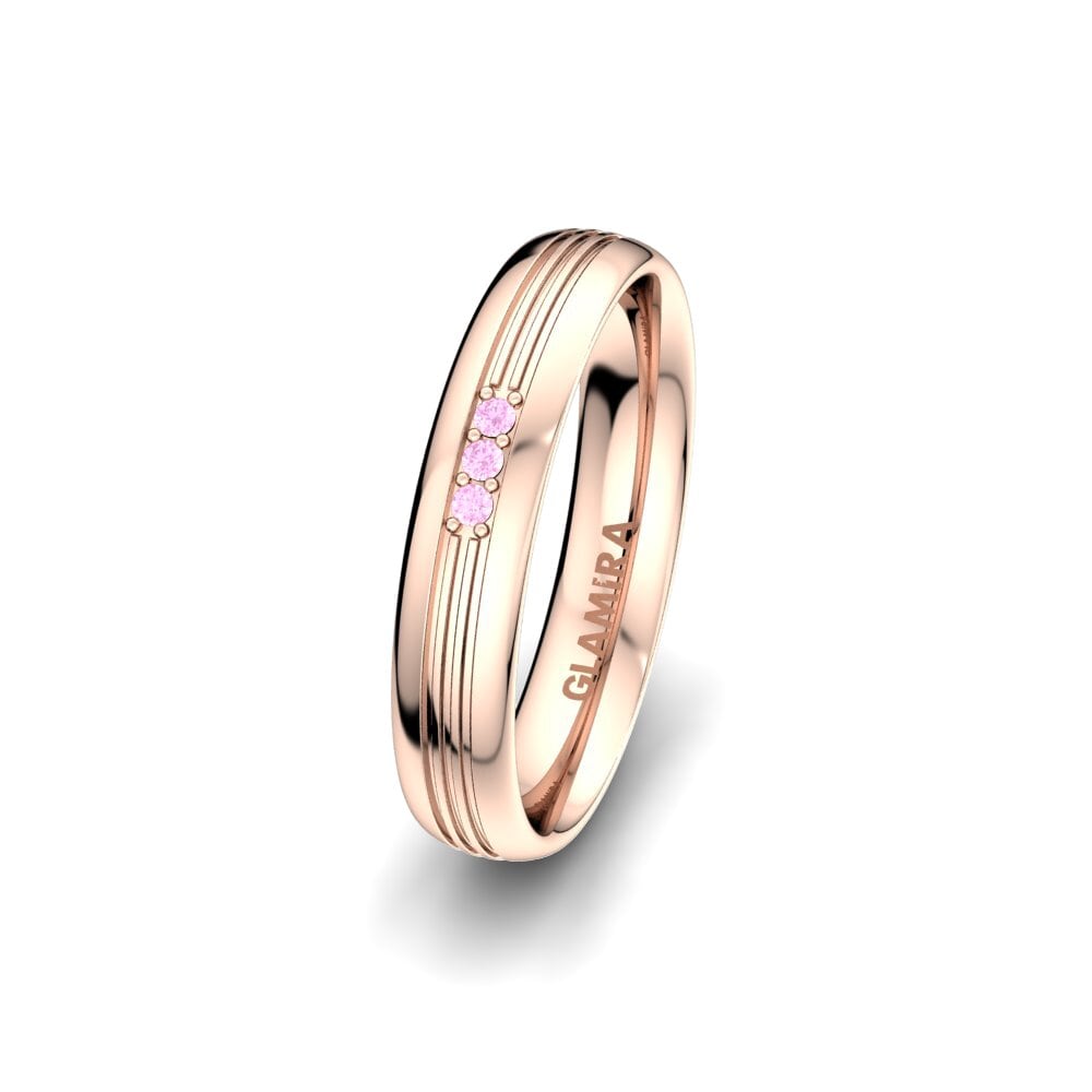 14ct Rose Gold Pink Sapphire Women's Wedding Ring Glorious Moment 4 mm