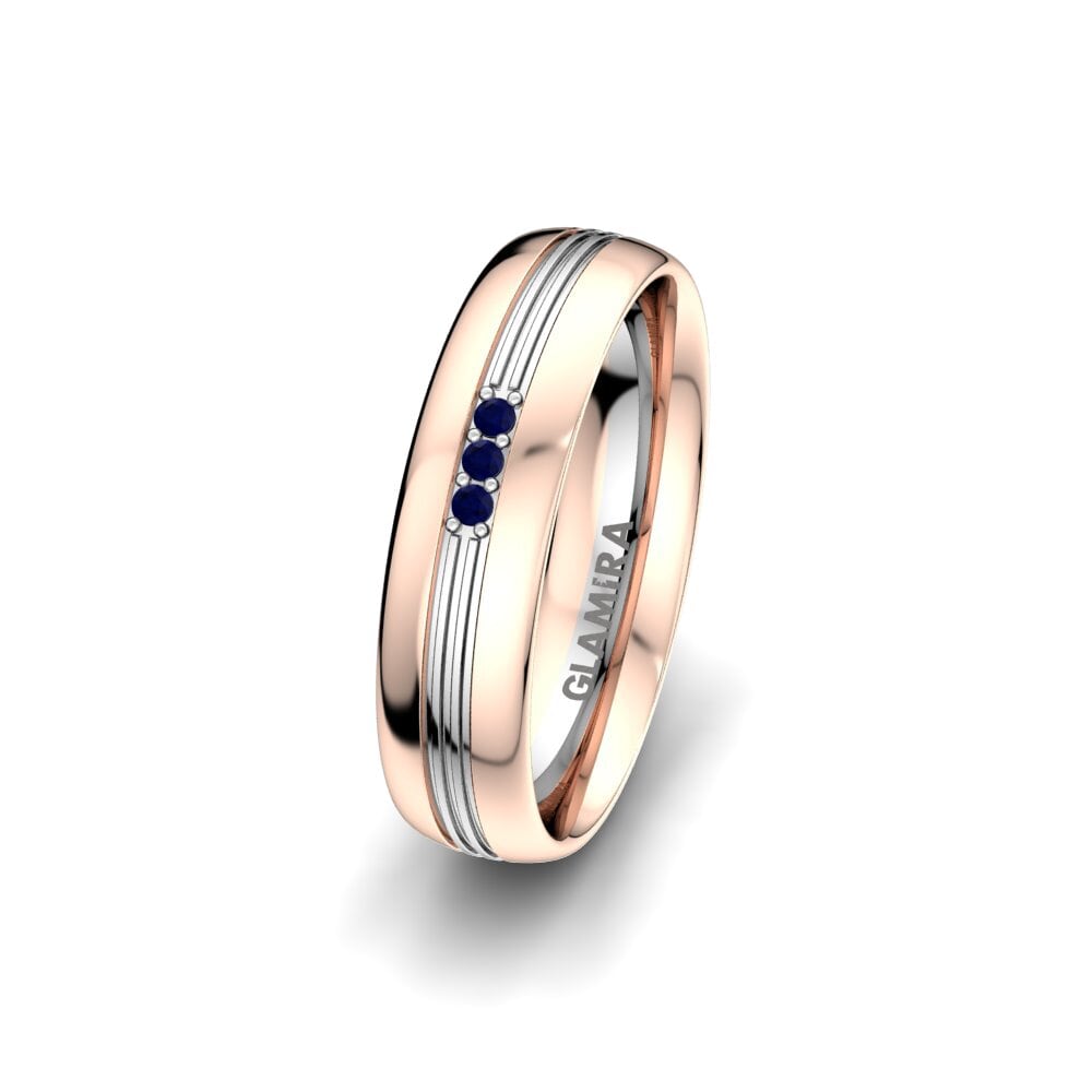 14ct Rose & White Gold Sapphire Women's Wedding Ring Glorious Moment 5 mm