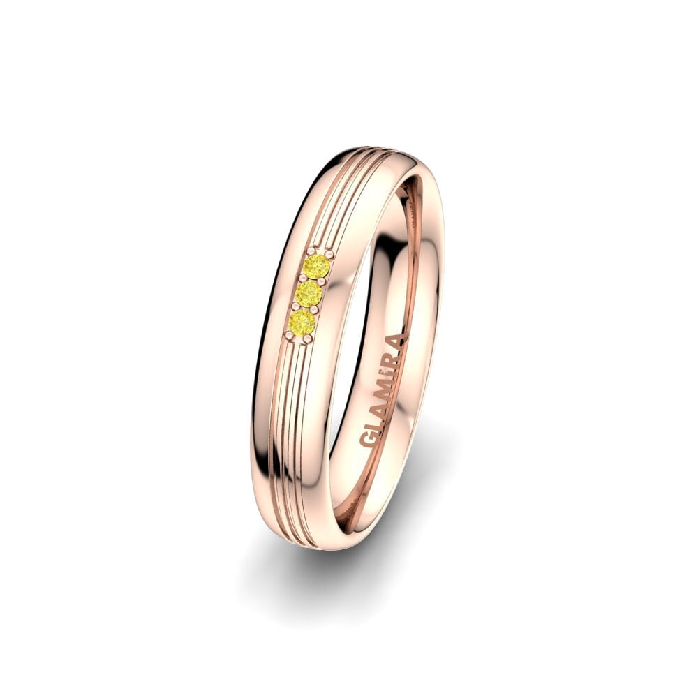 14ct Rose Gold Yellow Sapphire Women's Wedding Ring Glorious Moment 4 mm