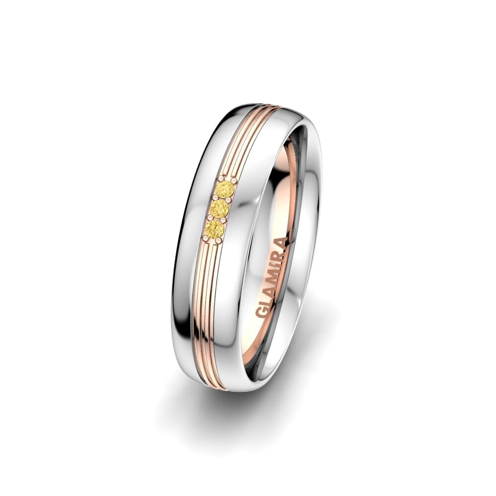 14ct White & Rose Gold Yellow Diamond Women's Wedding Ring Glorious Moment 5 mm