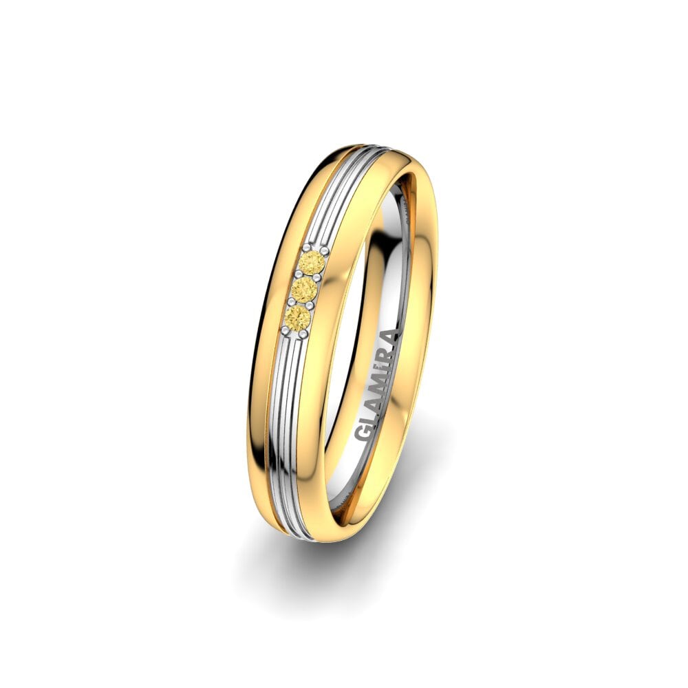 14ct Yellow & White Gold Yellow Diamond Women's Wedding Ring Glorious Moment 4 mm