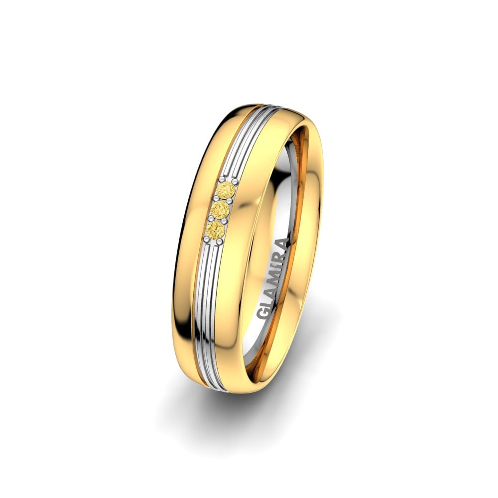 14ct Yellow & White Gold Yellow Diamond Women's Wedding Ring Glorious Moment 5 mm