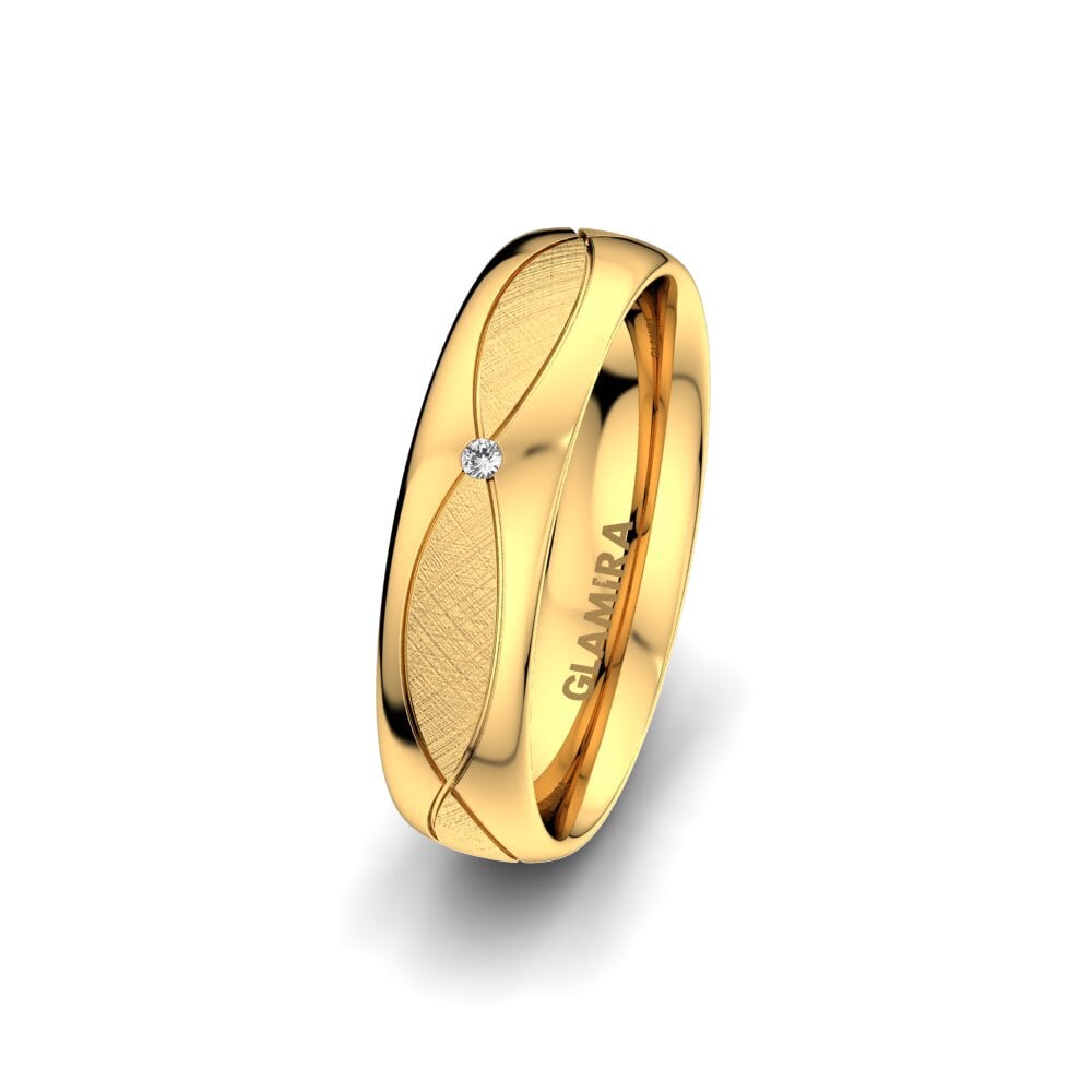 9ct Yellow Gold White sapphire Women's Wedding Ring Bright Miracle 5 mm
