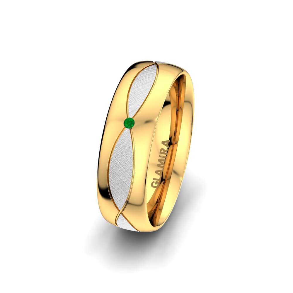 Or Blanc & Jaune 375 Émeraude Alliance pour femme Bright Miracle 6 mm