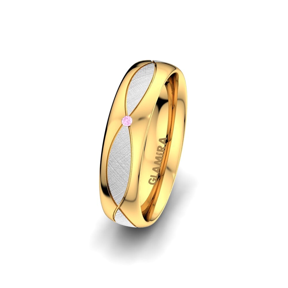 Weiß & Gelbgold 375 Rosa Saphir Damen trauring Bright Miracle 5 mm