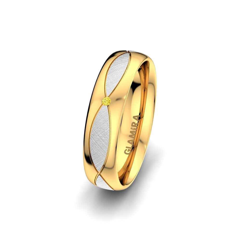 Weiß & Gelbgold 375 Gelber Saphir Damen trauring Bright Miracle 5 mm