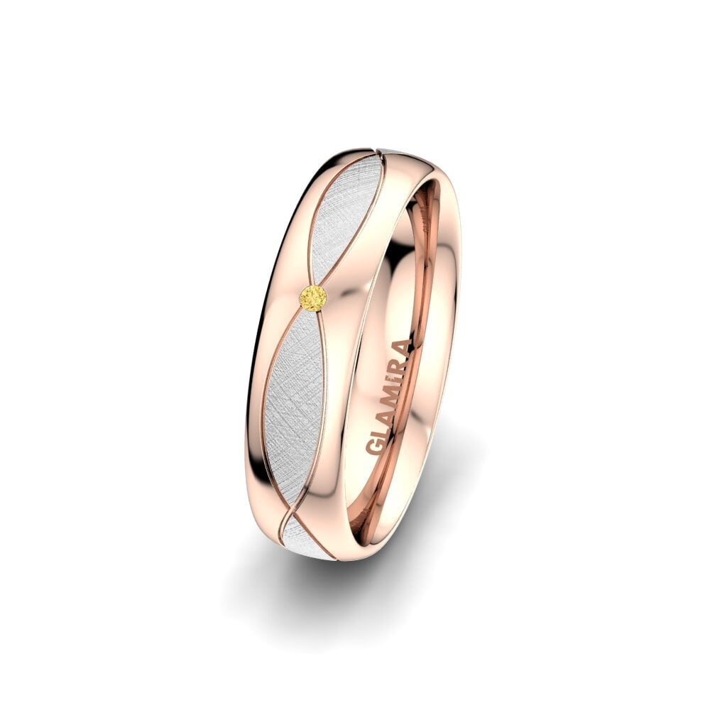 Weiß & Rotgold 750 Gelber Diamant Damen trauring Bright Miracle 5 mm
