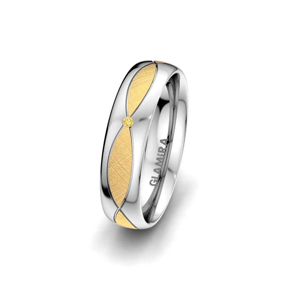 14ct Yellow & White Gold Yellow Diamond Women's Wedding Ring Bright Miracle 5 mm