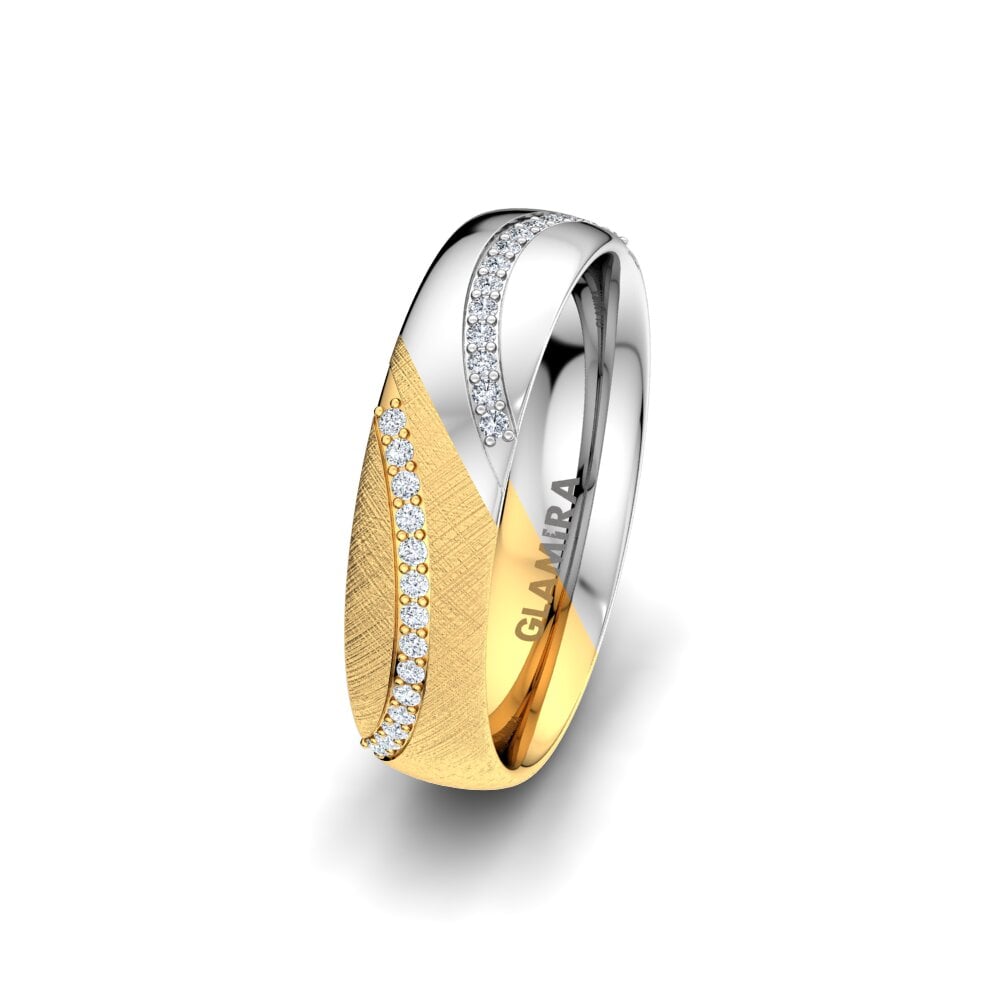 18ct Yellow & White Gold Lab Grown Diamond Women's Wedding Ring Glamour Kiss 5 mm