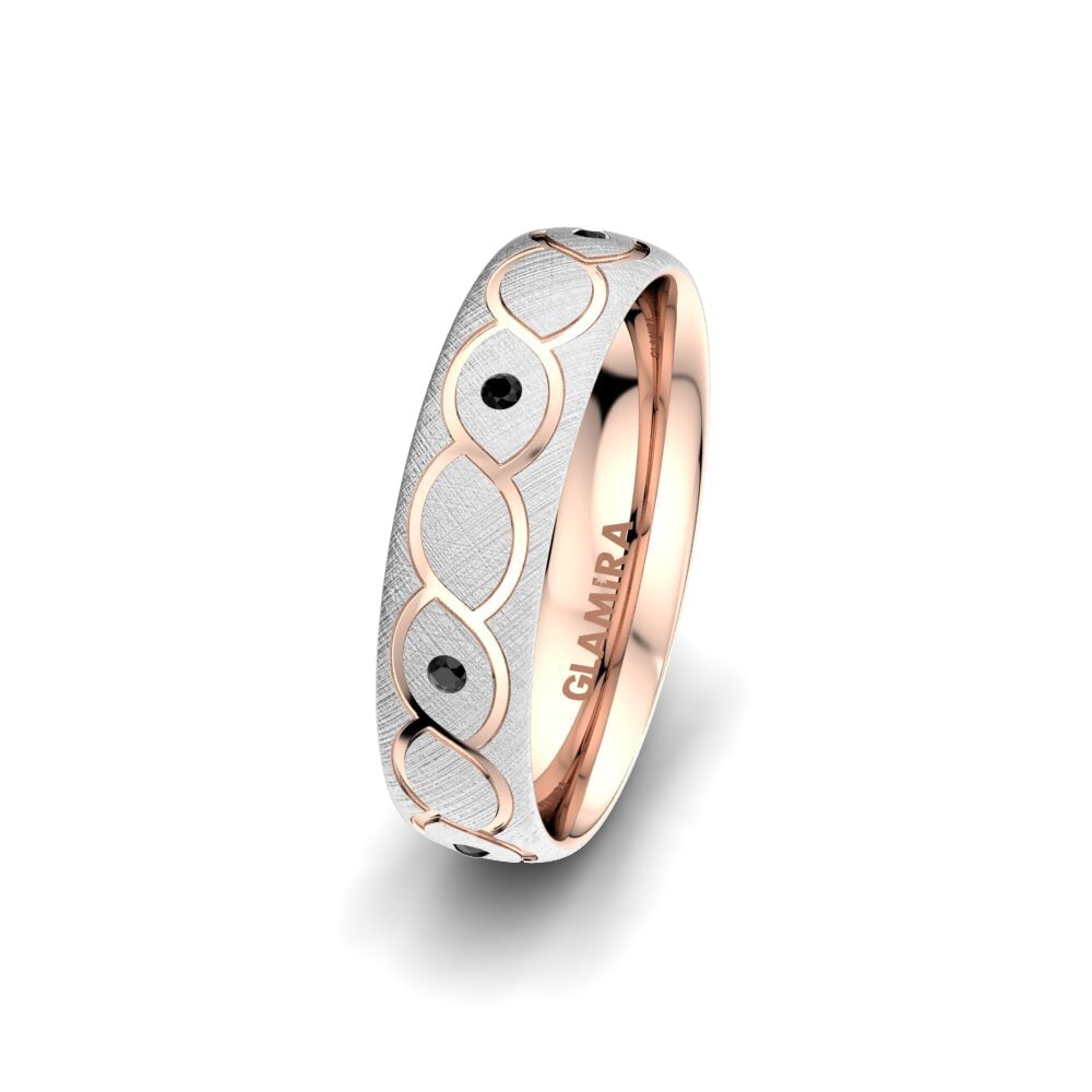 Weiß & Rotgold 585 Schwarzer Saphir Damen trauring Attractive Miracle 5 mm