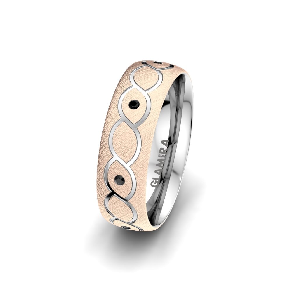 585 Rot & Weißgold Schwarzer Diamant Damen trauring Attractive Miracle 6 mm
