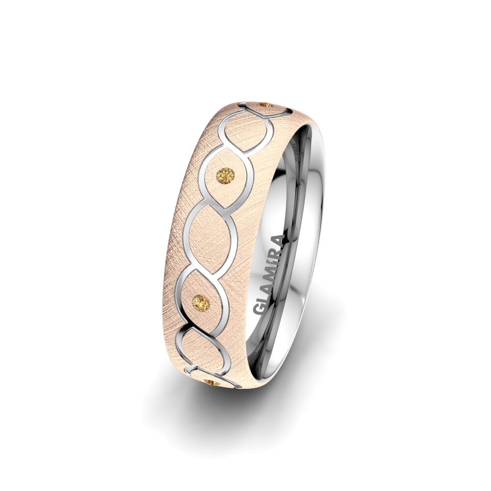 585 Rot & Weißgold Brauner Diamant Damen trauring Attractive Miracle 6 mm