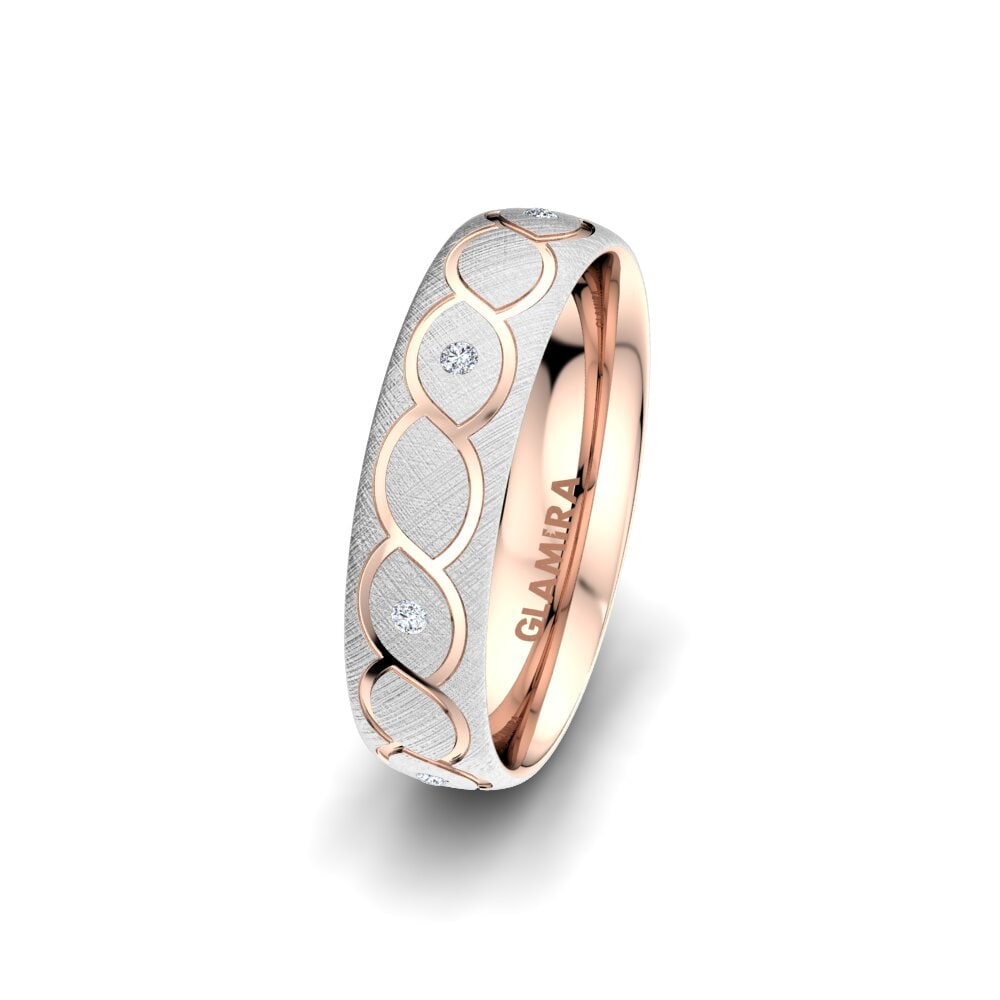 Weiß & Rotgold 585 Labor-gezüchteter Diamant Damen trauring Attractive Miracle 5 mm