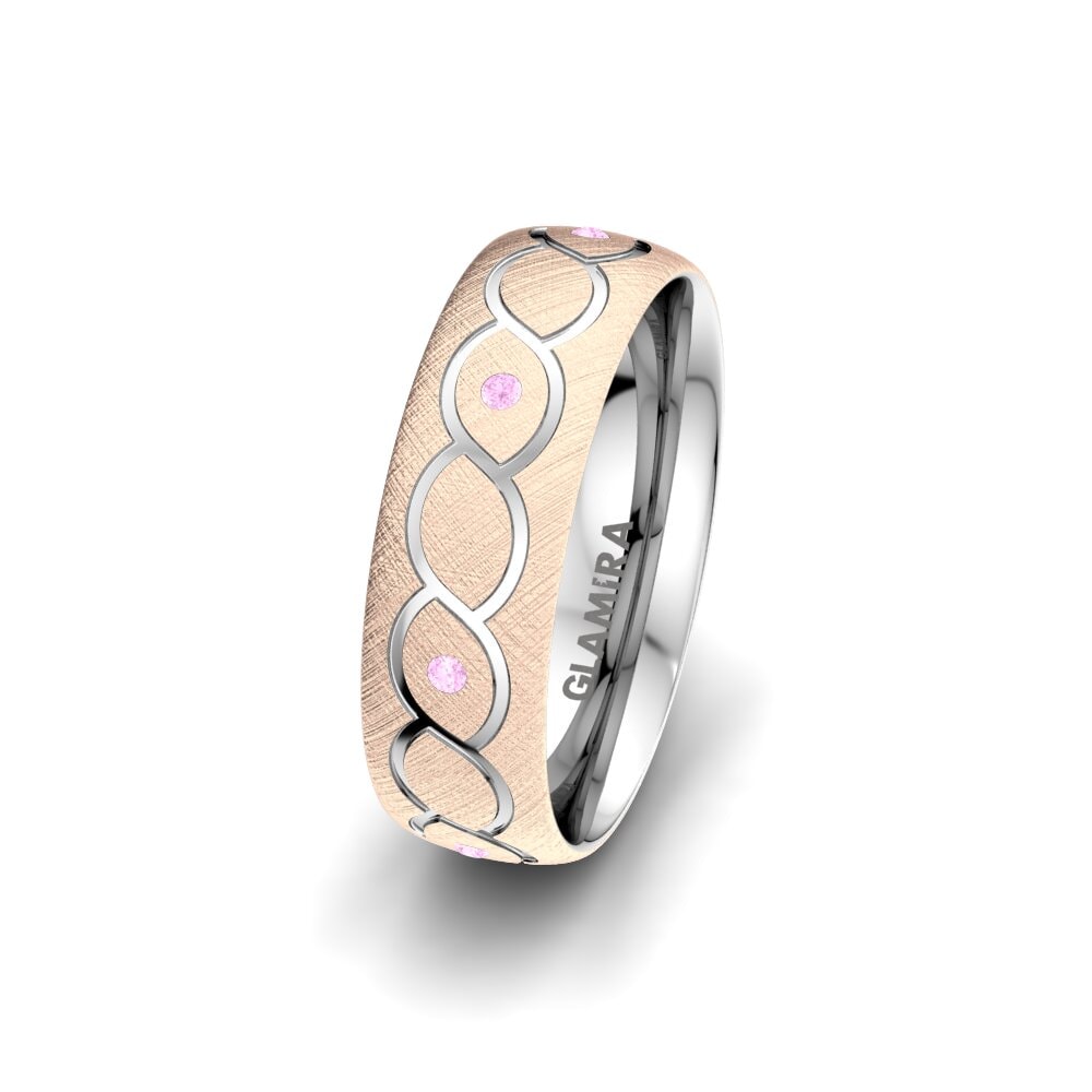 585 Rot & Weißgold Rosa Saphir Damen trauring Attractive Miracle 6 mm