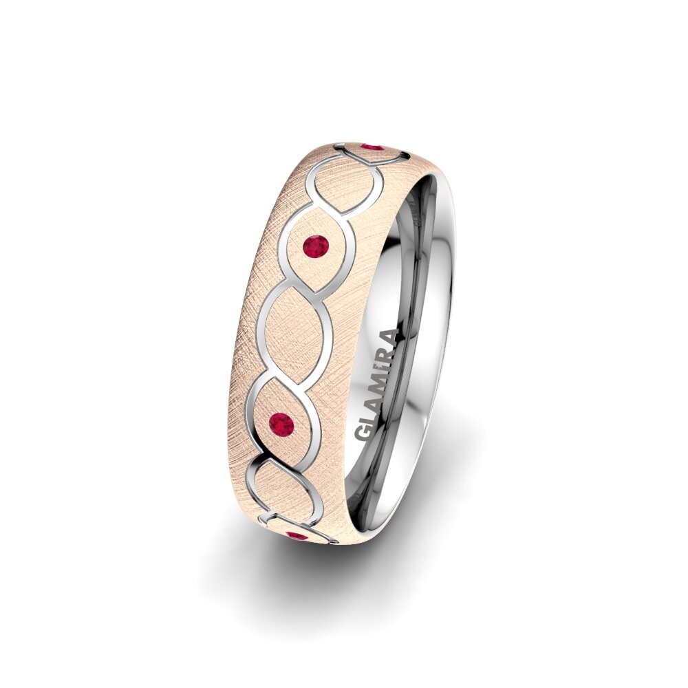 14ct Rose & White Gold Ruby Women's Wedding Ring Attractive Miracle 6 mm