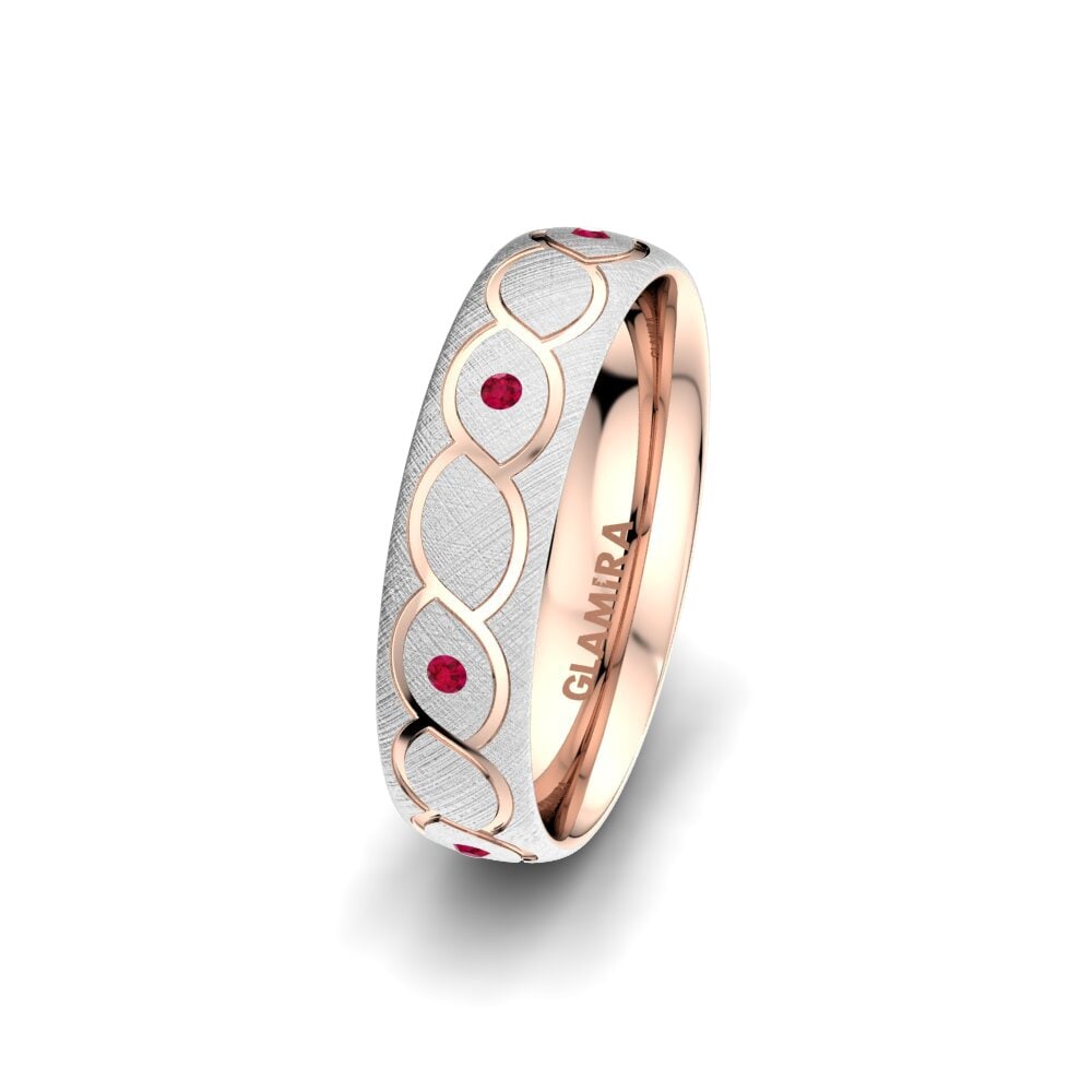 Weiß & Rotgold 585 Rubin Damen trauring Attractive Miracle 5 mm
