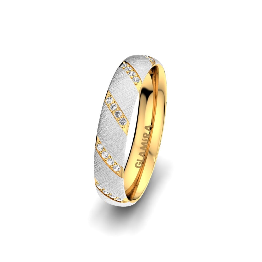Weiß & Gelbgold 750 Weißer Saphir Damen trauring Attractive Love 4 mm