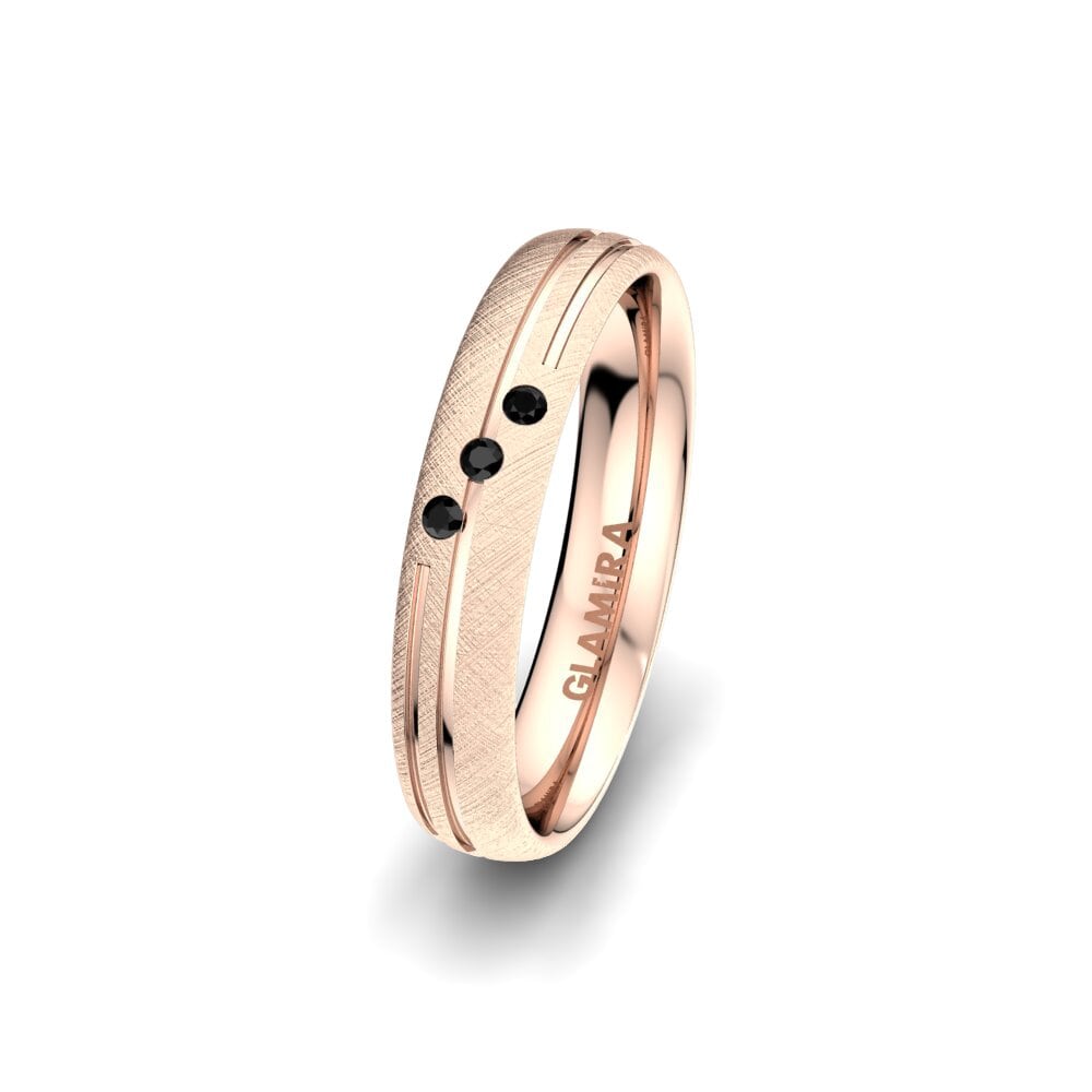 14ct Rose Gold Black Onyx Women's Wedding Ring Exotic Tile 4 mm