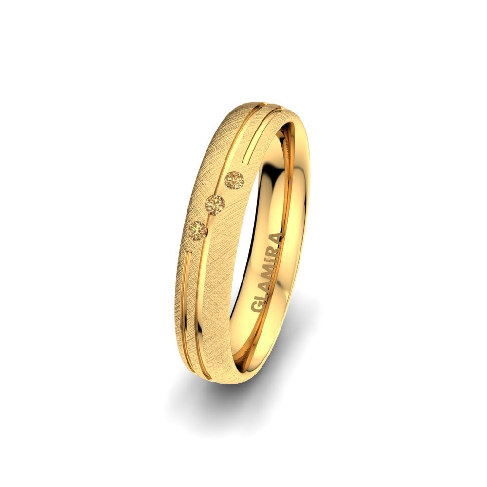 14ct Yellow Gold Brown Diamond Women's Wedding Ring Exotic Tile 4 mm