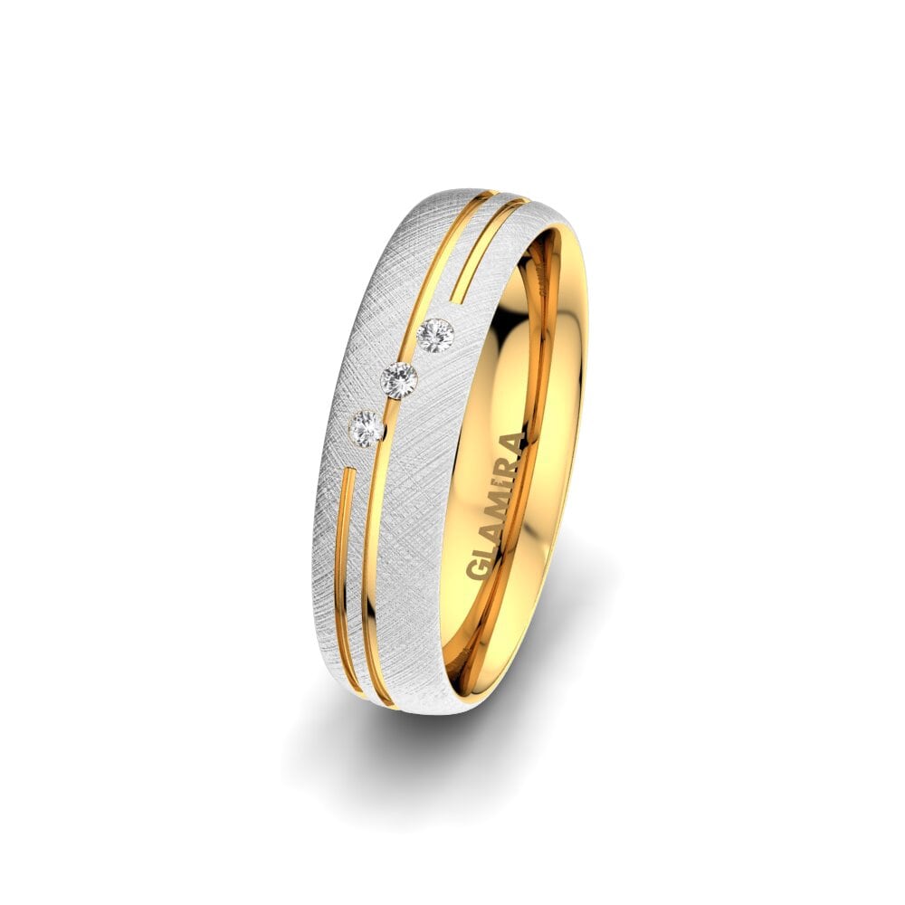 Weiß & Gelbgold 750 Weißer Saphir Damen trauring Exotic Tile 5 mm