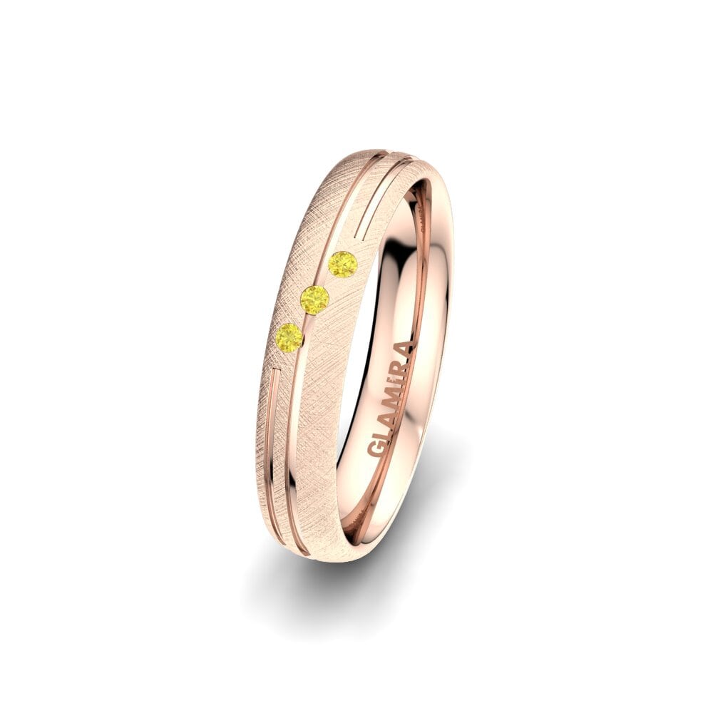 14ct Rose Gold Yellow Sapphire Women's Wedding Ring Exotic Tile 4 mm